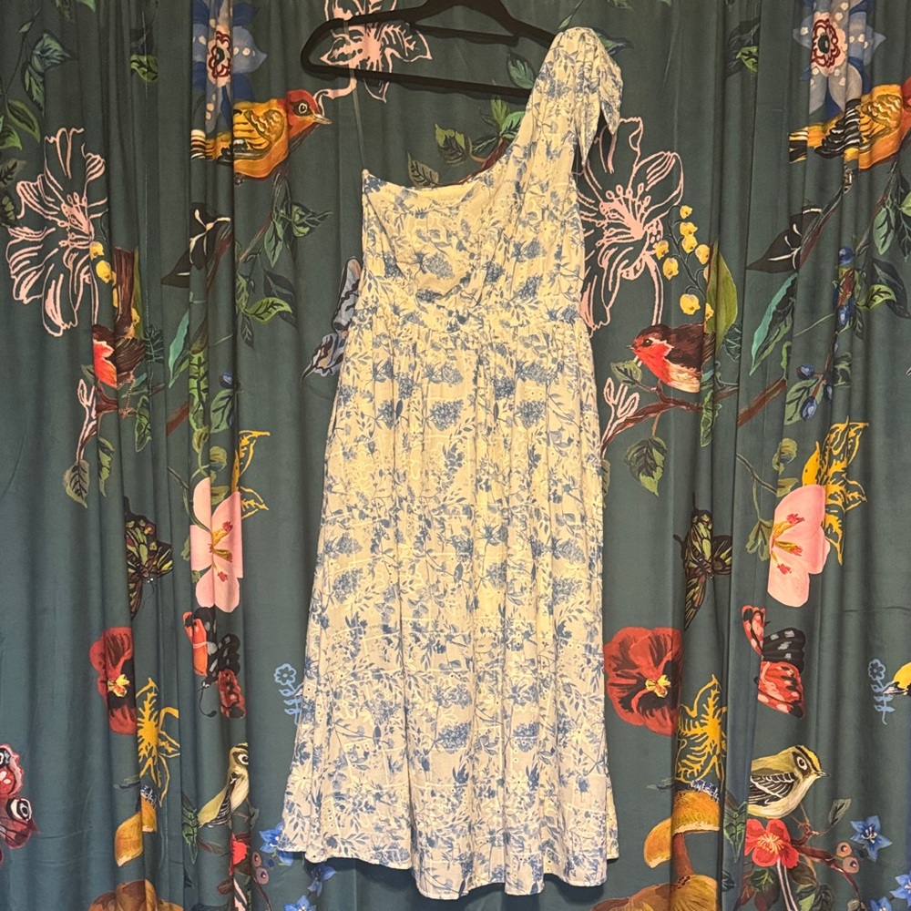 Entro Blue Floral One-Shoulder Dress
